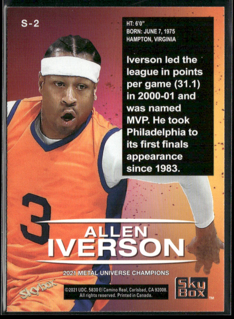 Allen Iverson 2021 SkyBox Metal Universe Champions Skybox Premium #S-2