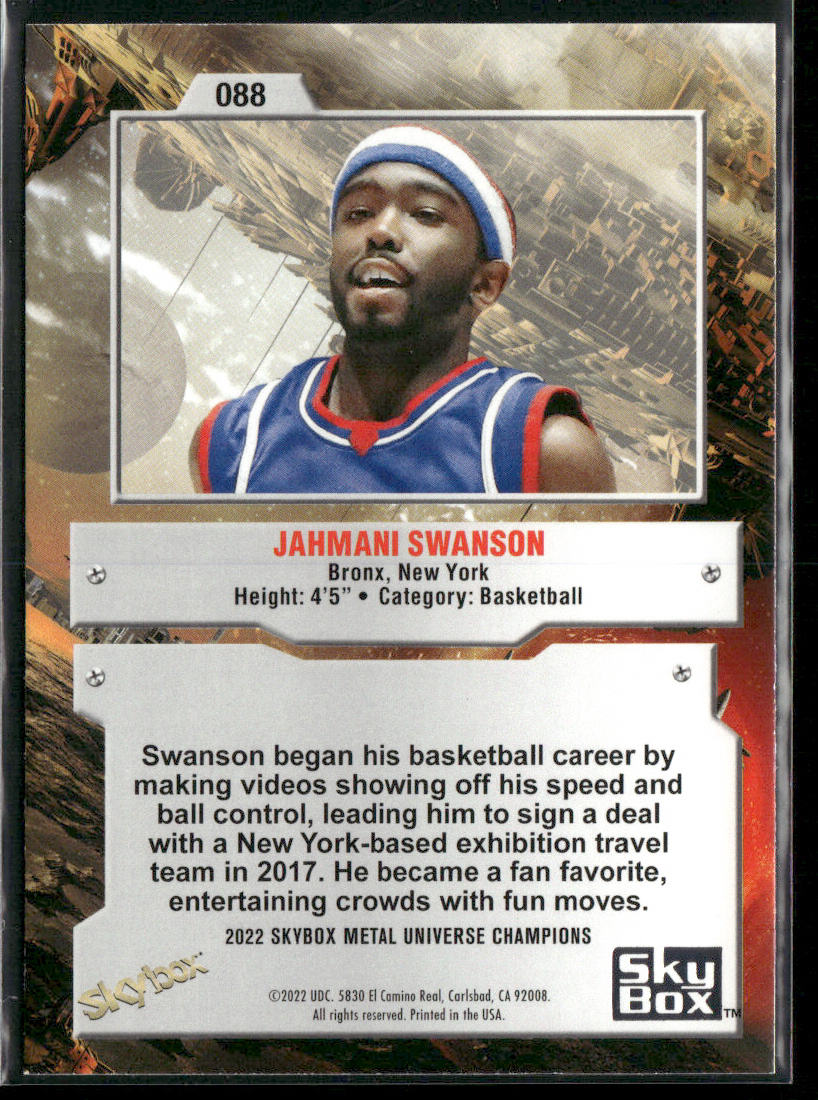 Jahmani Swanson 2022 SkyBox Metal Universe Champions #088 back