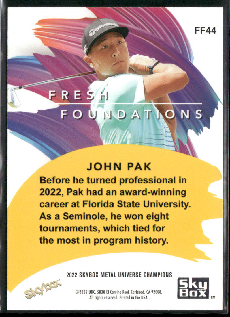 John Pak 2022 SkyBox Metal Universe Champions Fresh Foundations Aqua #FF44 back