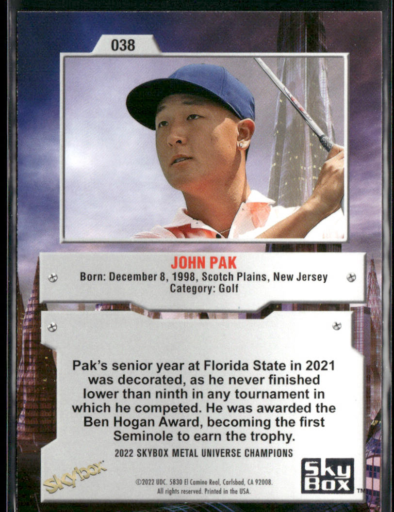 John Pak 2022 SkyBox Metal Universe Champions #038 Daytona Cubs back