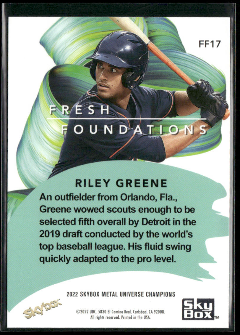 Riley Greene 2022 SkyBox Metal Universe Champions Fresh Foundations #FF17