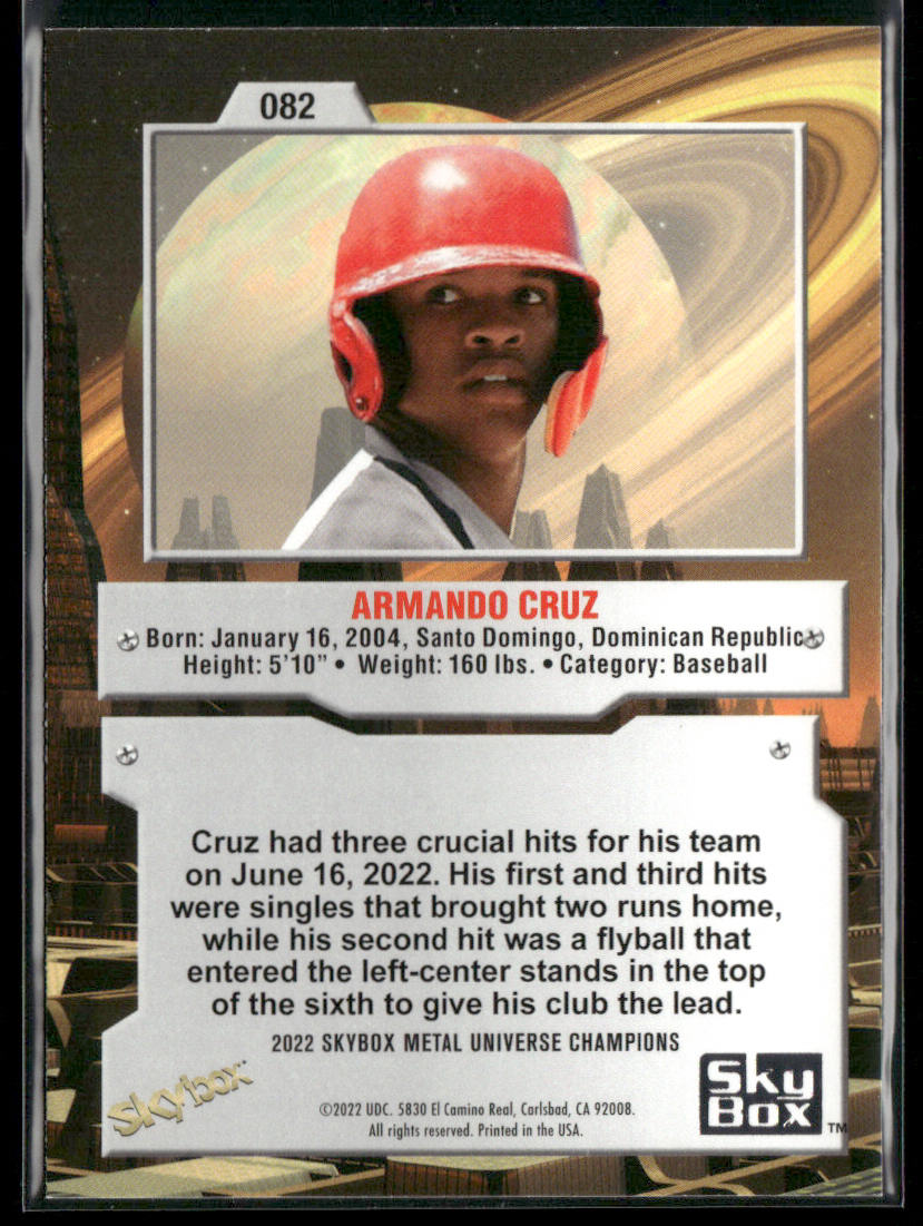 Armando Cruz 2022 SkyBox Metal Universe Champions #082 back