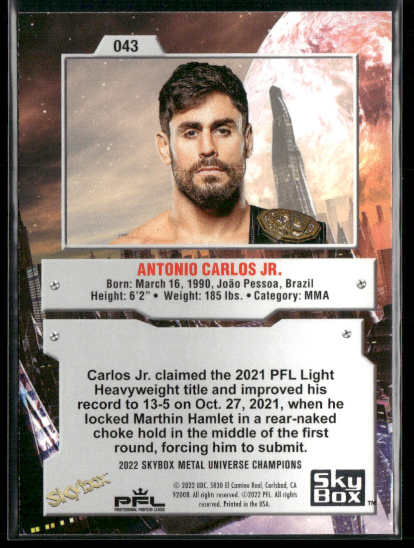 Antonio Carlos Jr. 2022 SkyBox Metal Universe Champions #043 back