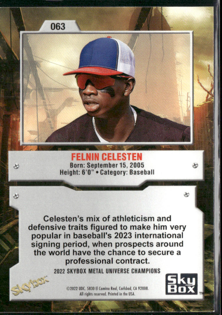 Felnin Celesten 2022 SkyBox Metal Universe Champions #063 back
