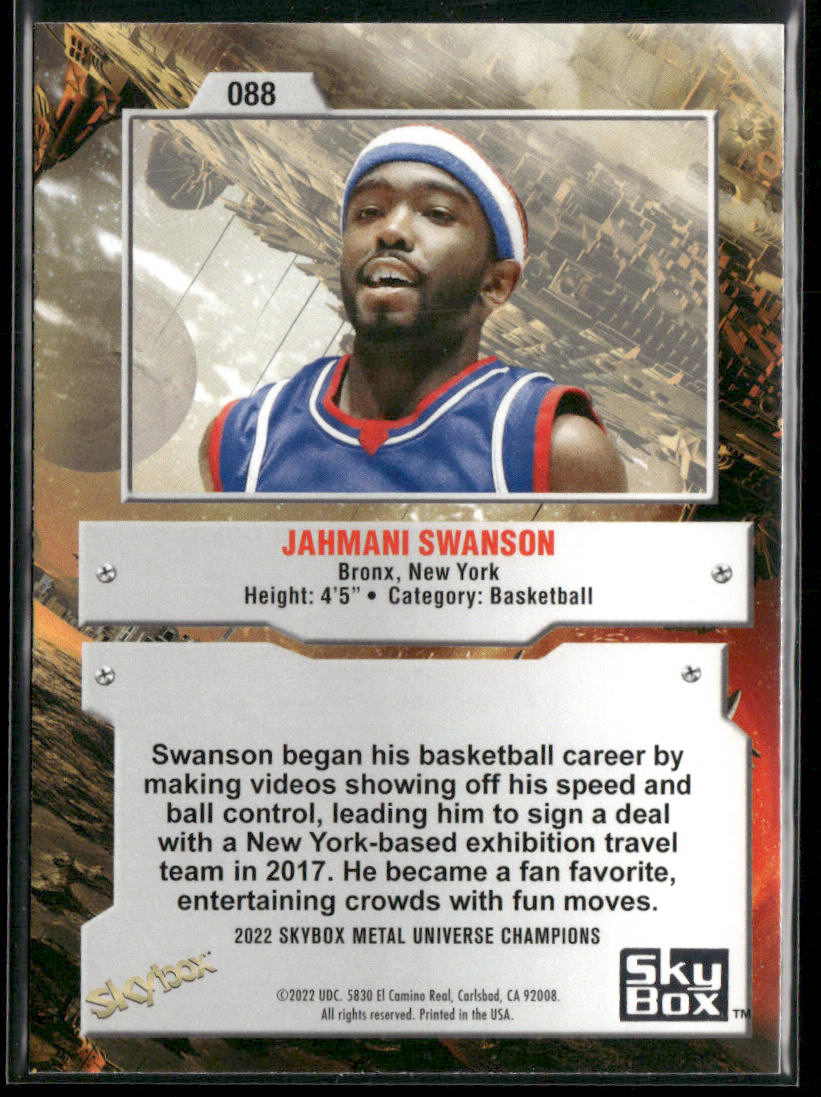Jahmani Swanson 2022 SkyBox Metal Universe Champions #088 back