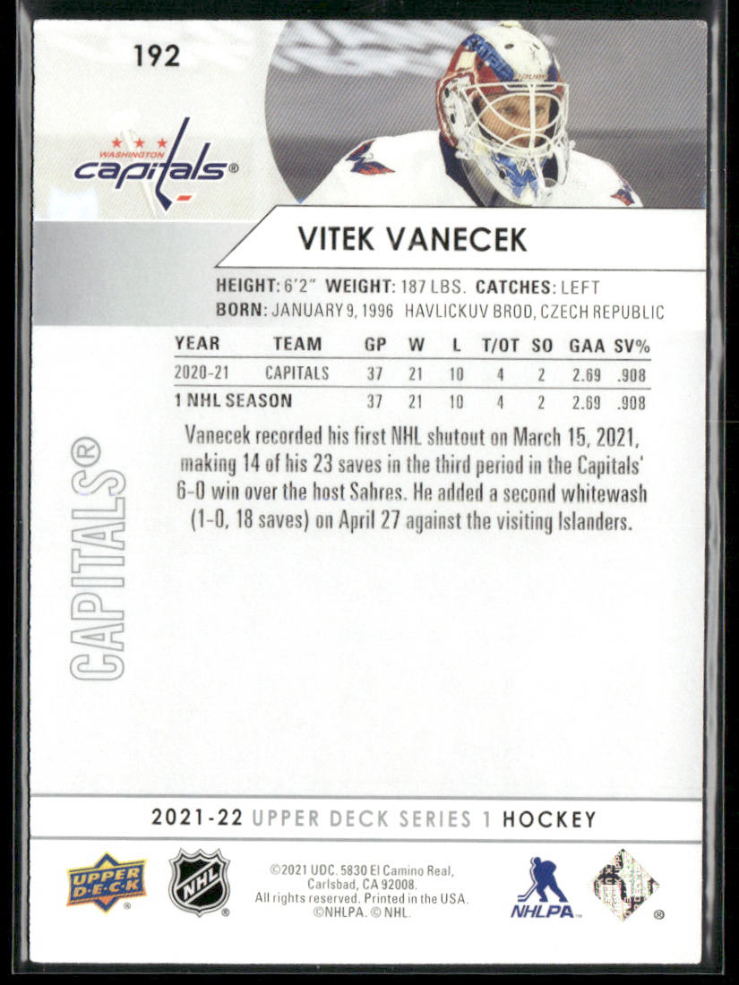 Vitek Vanecek 2021-22 Upper Deck #192 Washington Capitals