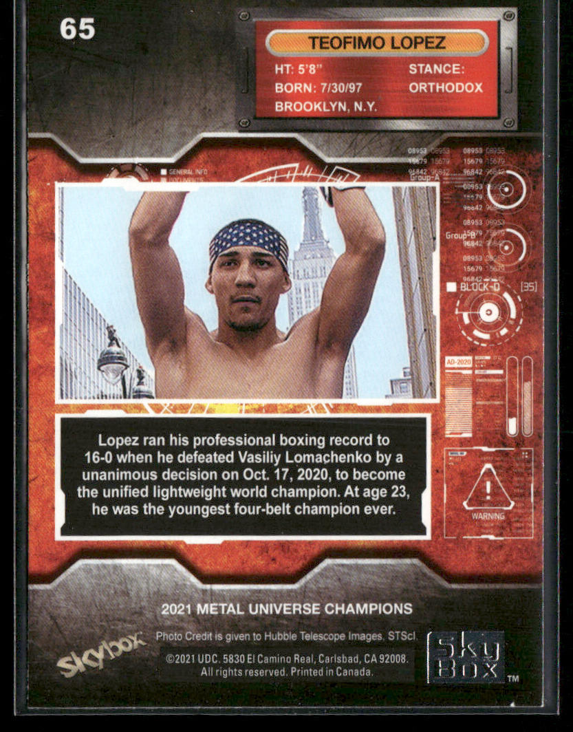 Teofimo Lopez 2021 SkyBox Metal Universe Champions #65