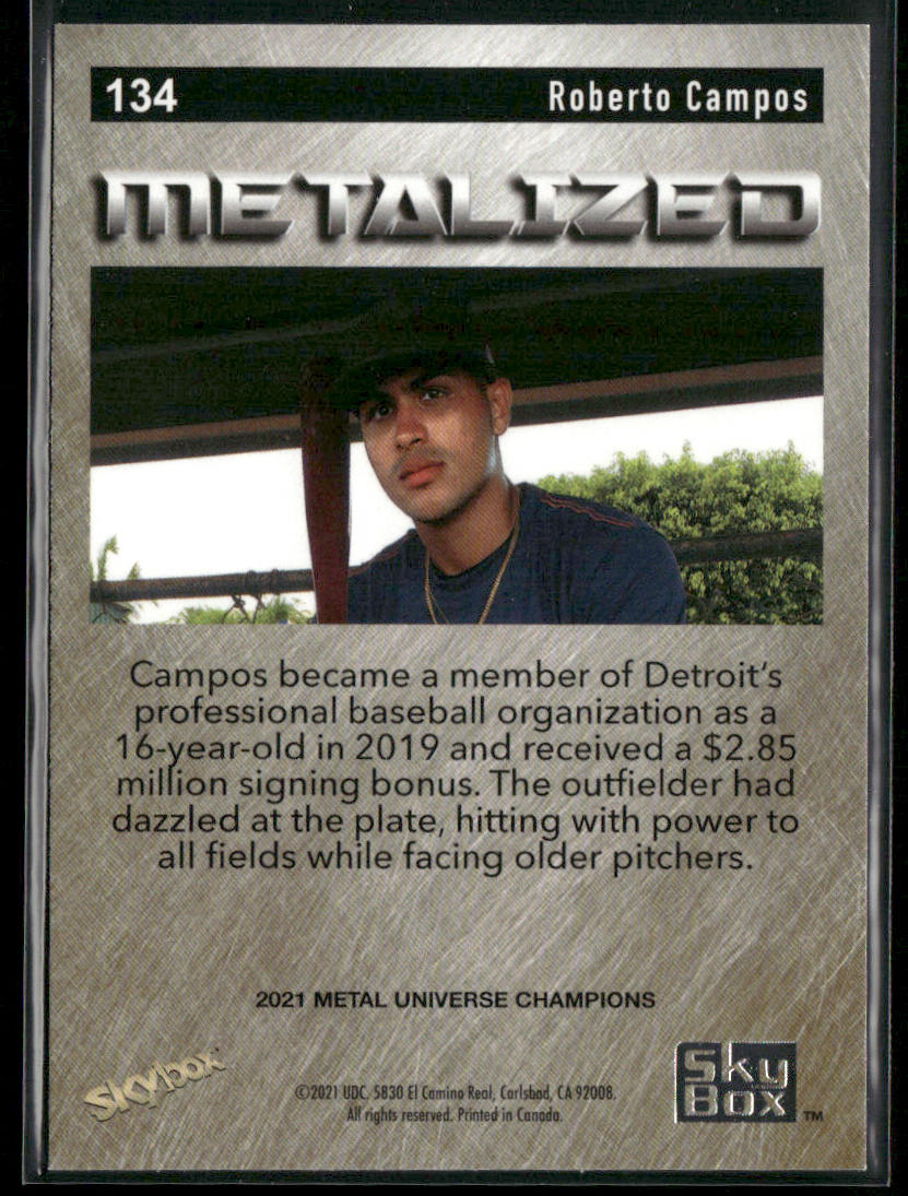 Roberto Campos 2021 SkyBox Metal Universe Champions Copper #134