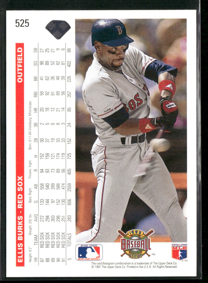 Ellis Burks 1992 Upper Deck #525 Boston Red Sox