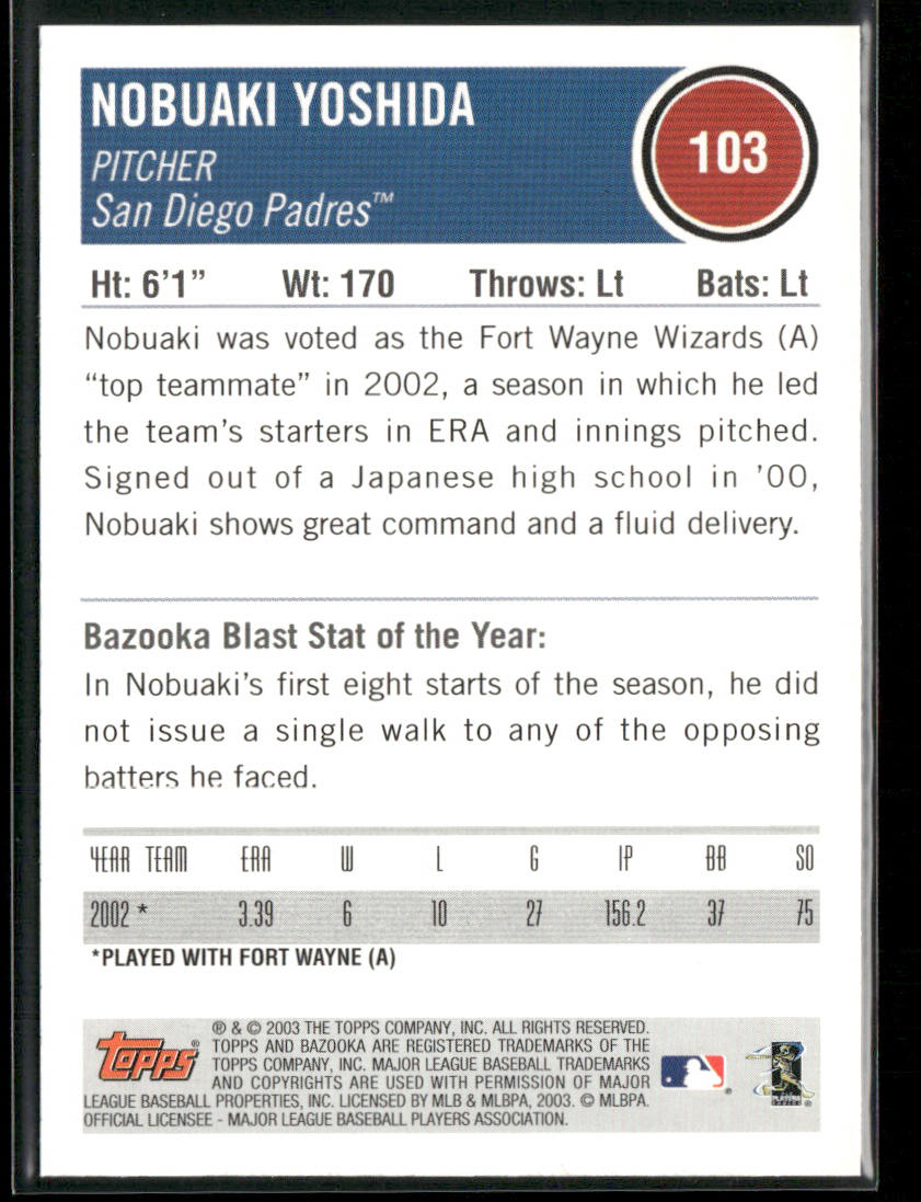 Nobuaki Yoshida 2003 Bazooka #103 RC San Diego Padres