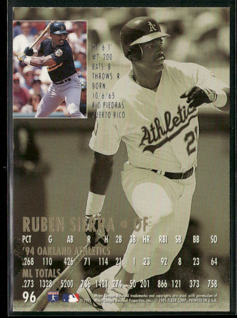 Ruben Sierra 1995 Ultra #96 Oakland Athletics