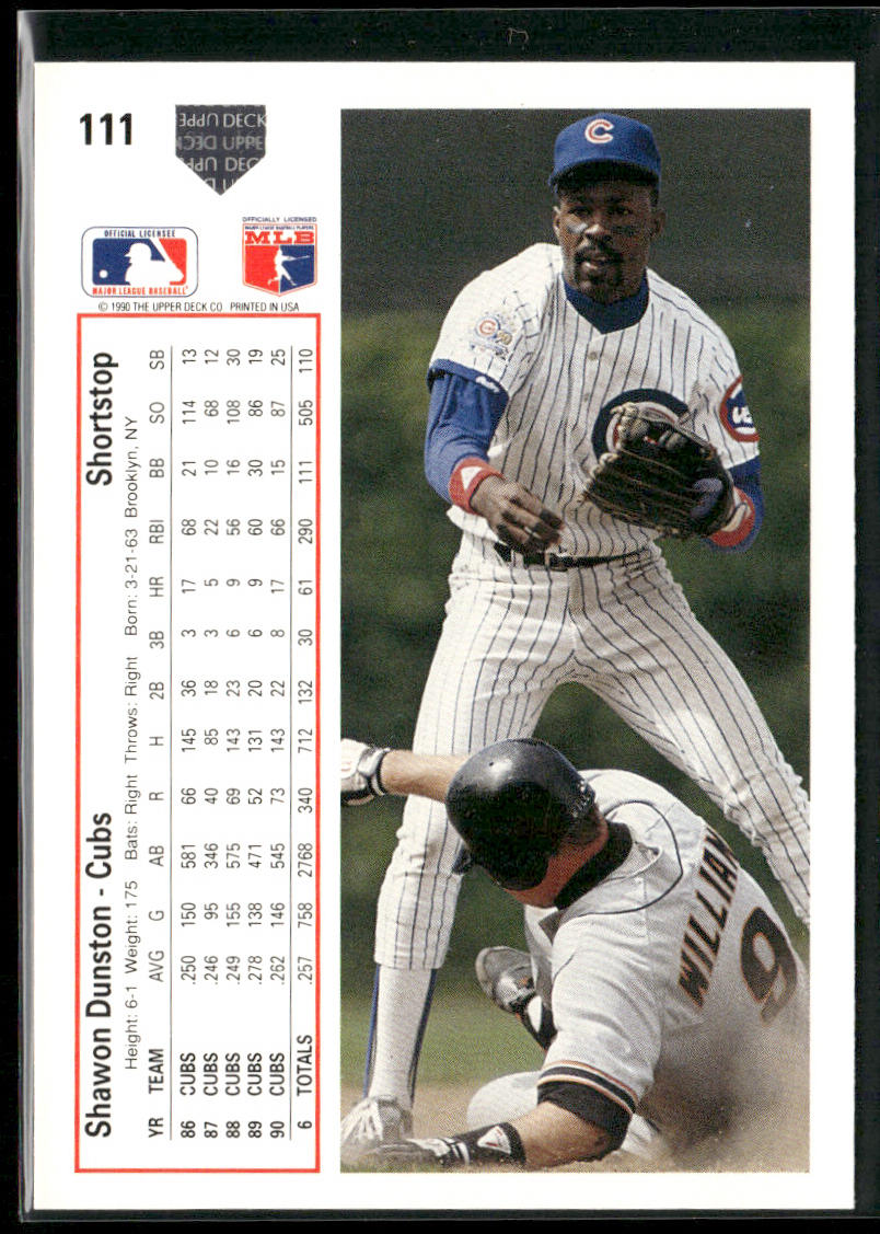 Shawon Dunston 1991 Upper Deck #111 Chicago Cubs