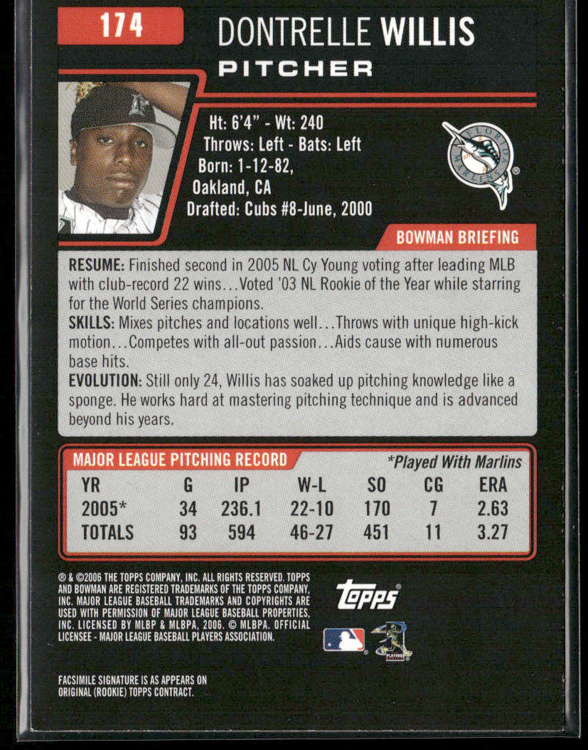 Dontrelle Willis 2006 Bowman #174 Florida Marlins