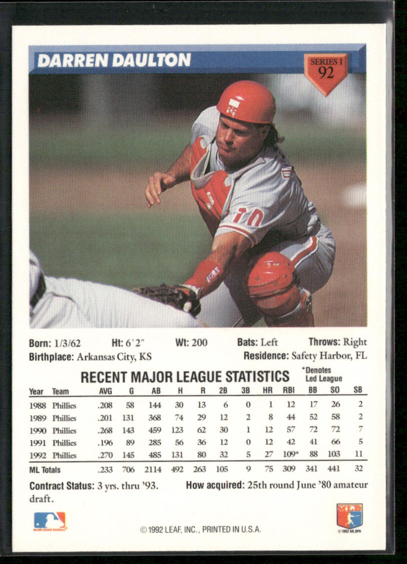 Darren Daulton 1993 Donruss #92 Philadelphia Phillies