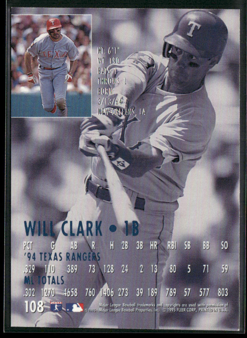 Will Clark 1995 Ultra #108 Texas Rangers