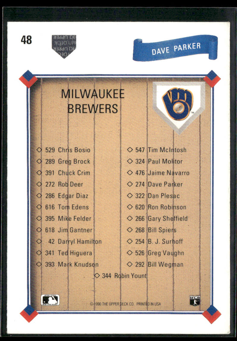 Dave Parker 1991 Upper Deck #48 Milwaukee Brewers