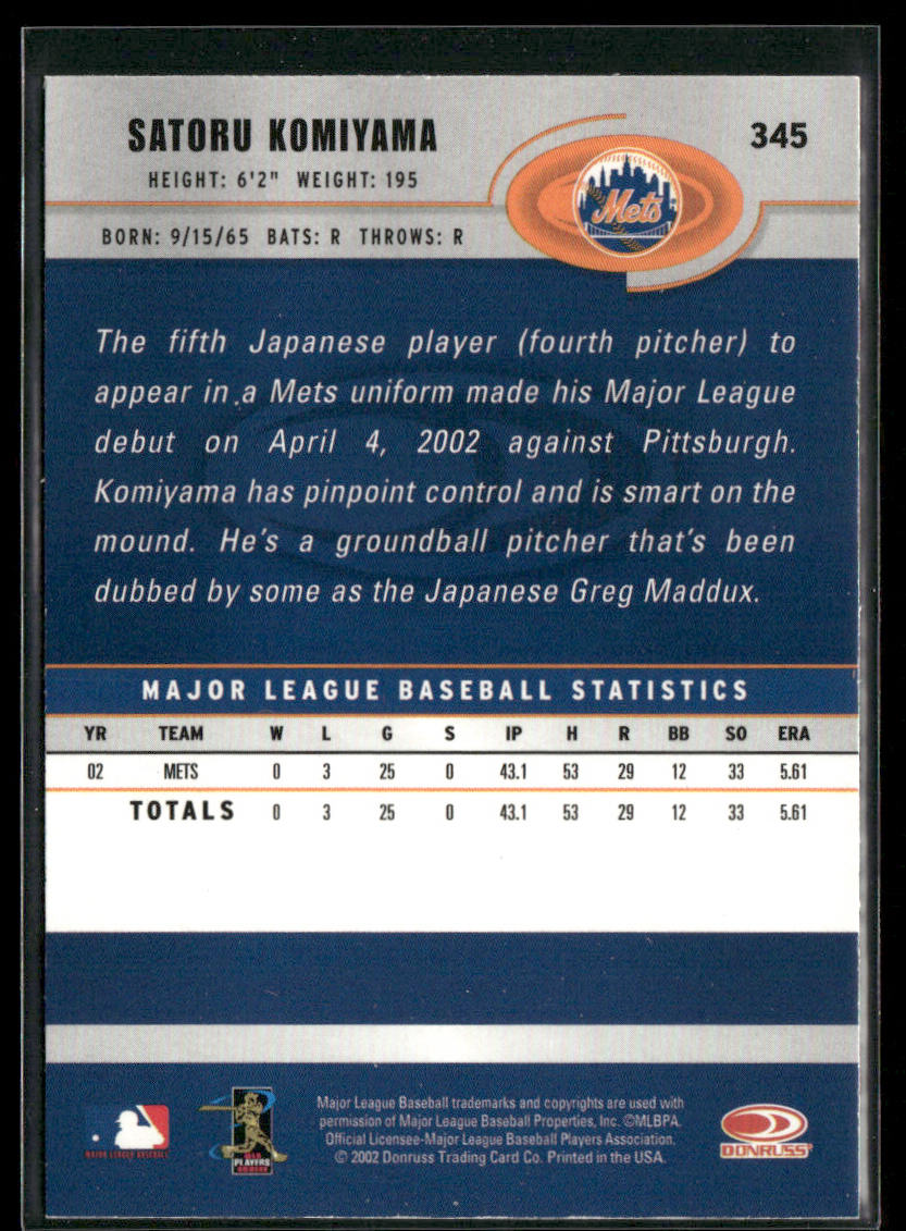 Satoru Komiyama 2003 Donruss #345 New York Mets