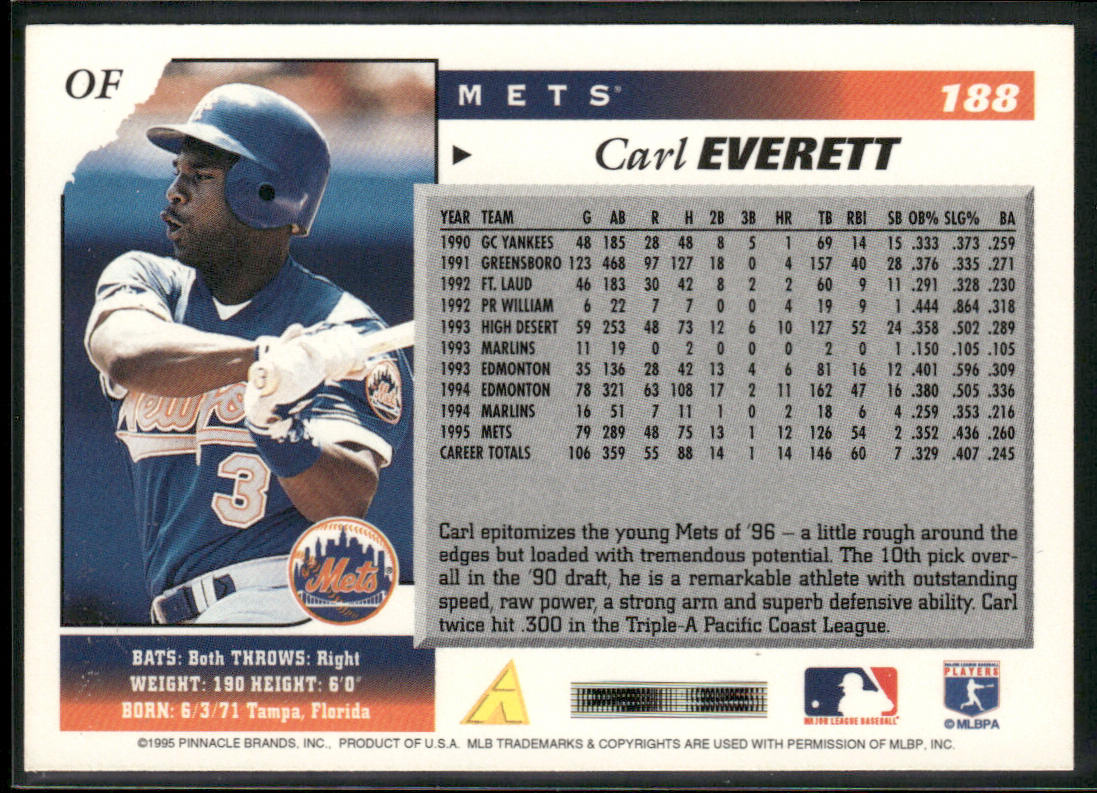 Carl Everett 1996 Score #188 New York Mets