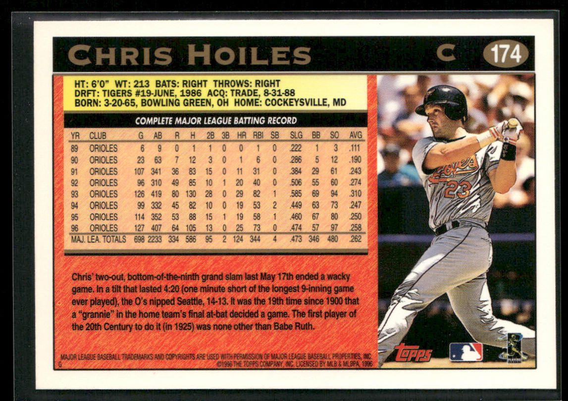Chris Hoiles 1997 Topps #174 Baltimore Orioles