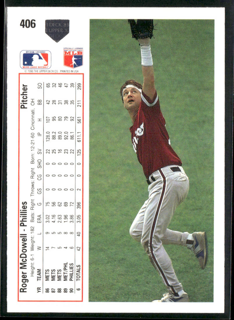 Roger McDowell 1991 Upper Deck #406e Philadelphia Phillies