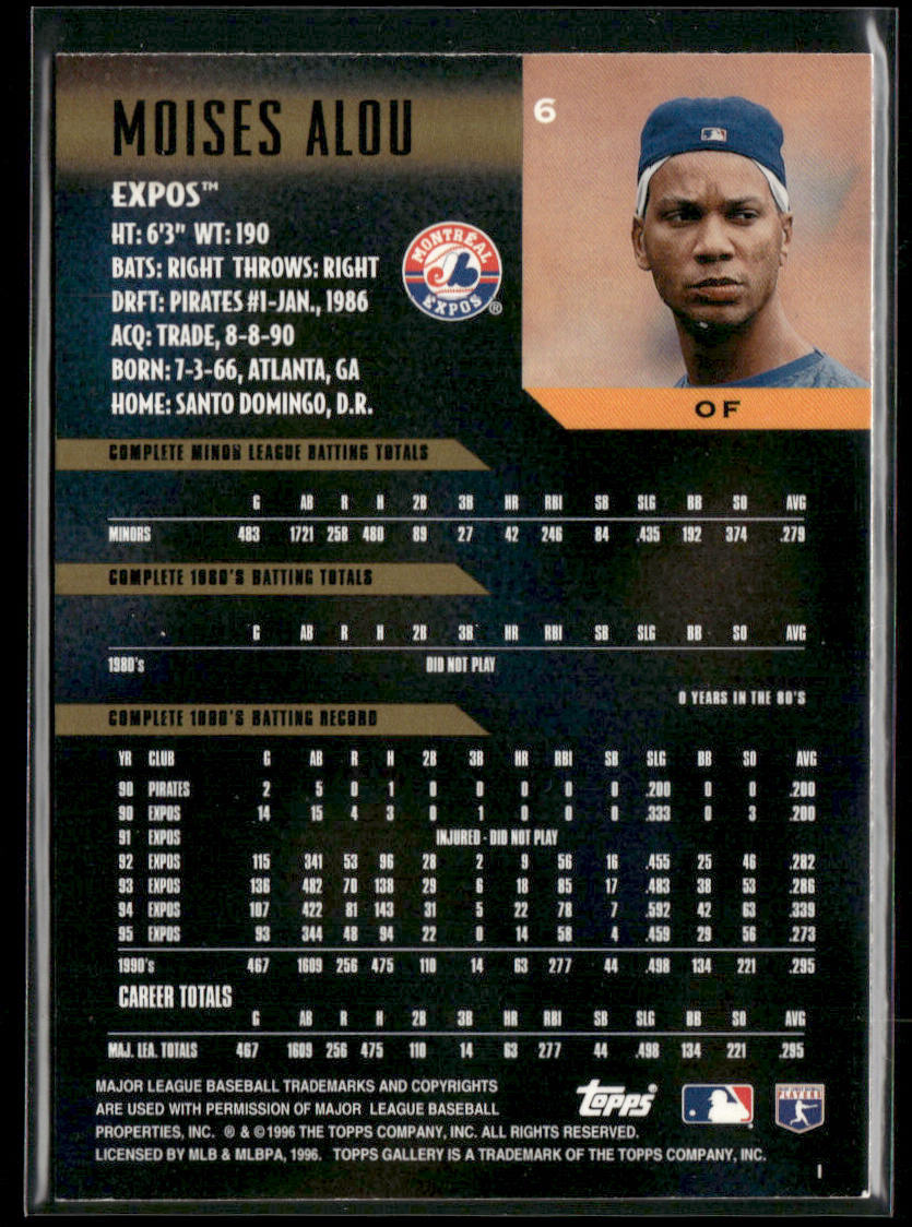 Moises Alou 1996 Topps Gallery #6 Montreal Expos