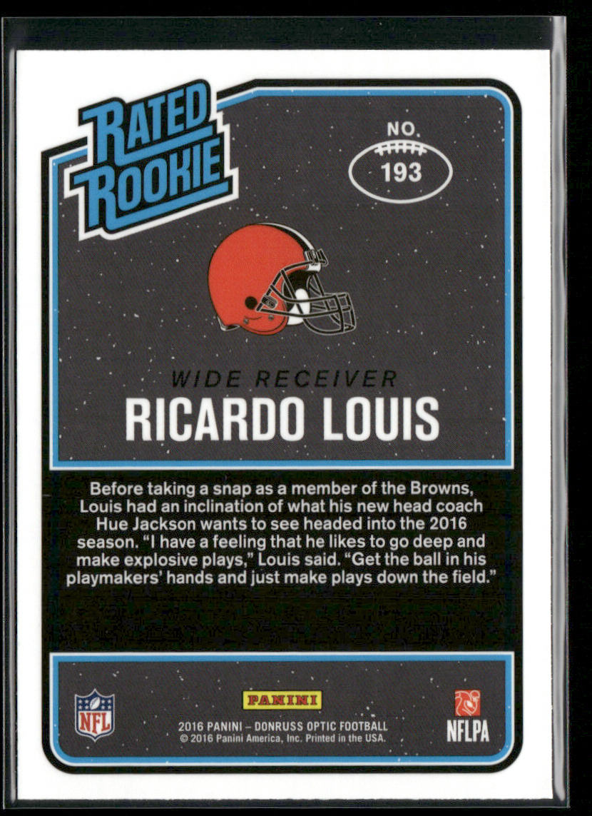Ricardo Louis 2016 Donruss Optic #193 RC Cleveland Browns