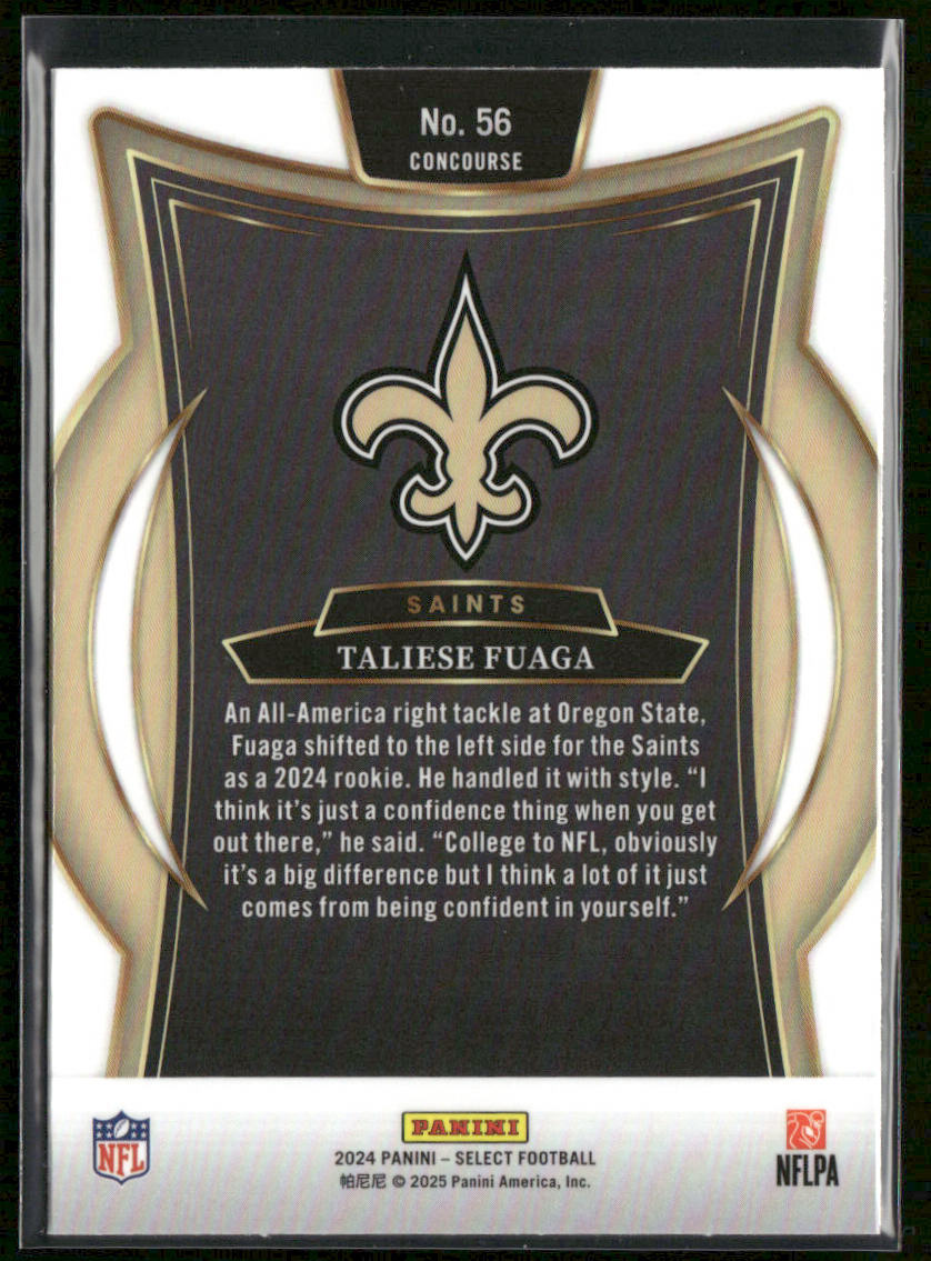 Taliese Fuaga 2024 Panini Select #56 RC New Orleans Saints
