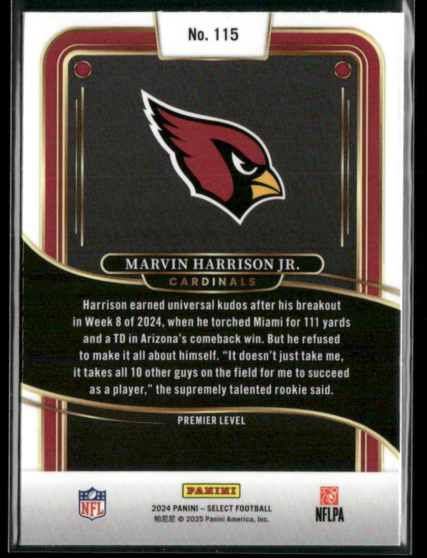 Marvin Harrison Jr. 2024 Panini Select #115 RC Arizona Cardinals