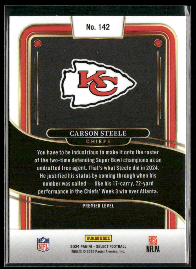 Carson Steele 2024 Panini Select #142 RC Kansas City Chiefs