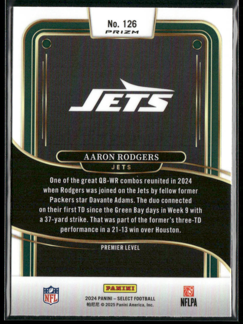 Aaron Rodgers 2024 Panini Select Black & Red Prizm Shock #126 New York Jets