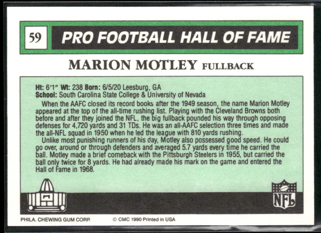 Marion Motley 1990 Swell Greats #59 Cleveland Browns