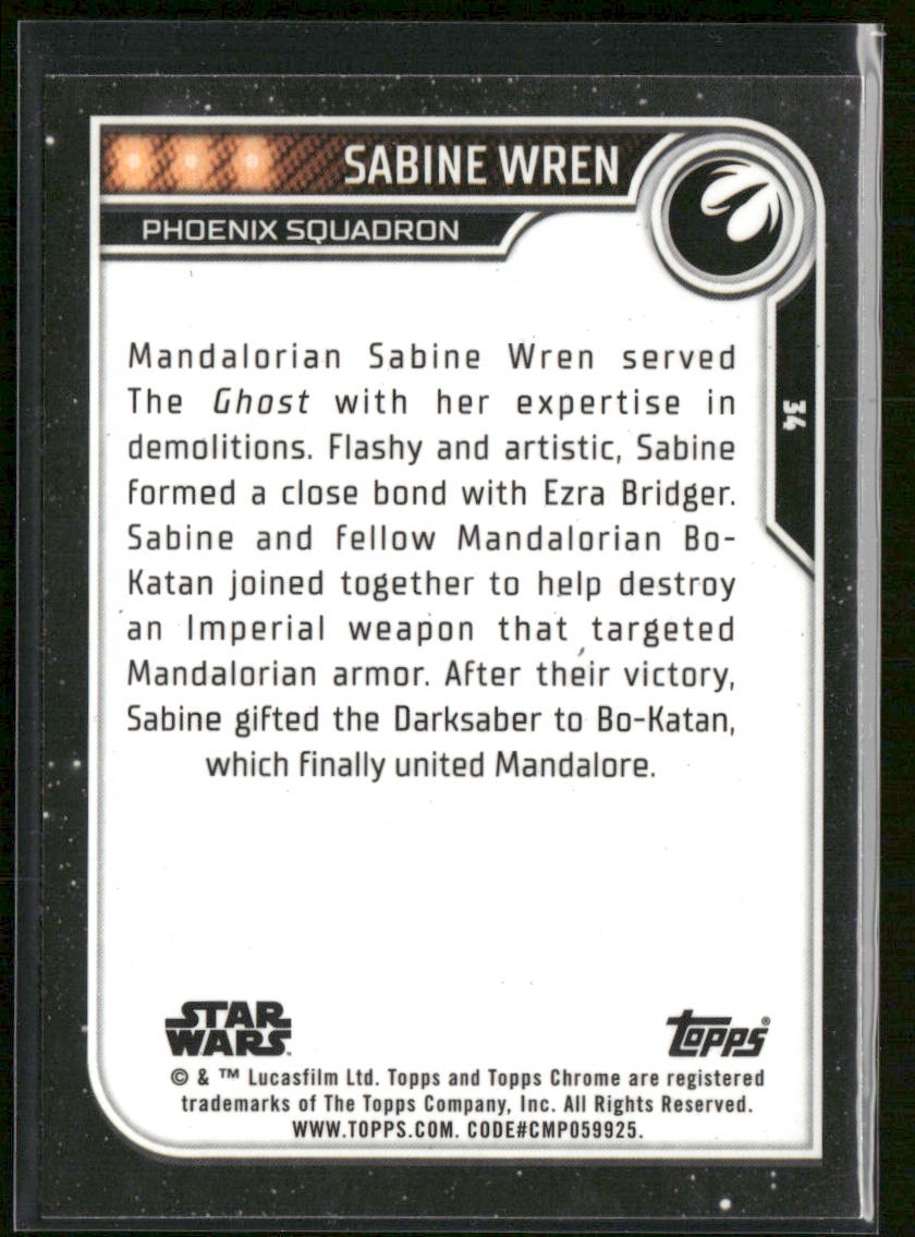Sabine Wren 2023 Topps Chrome Star Wars #34