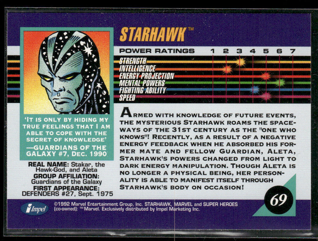 Starhawk 1992 Impel Marvel Universe #69