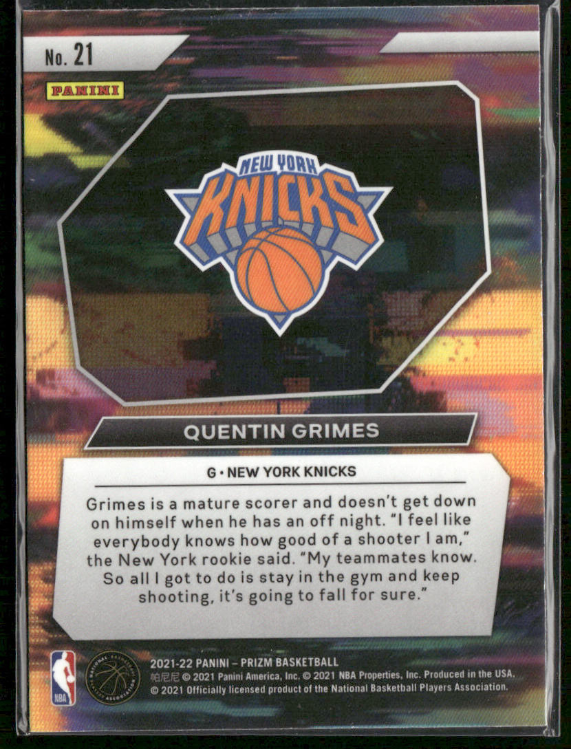 Quentin Grimes 2021-22 Panini Prizm Instant Impact #21 New York Knicks