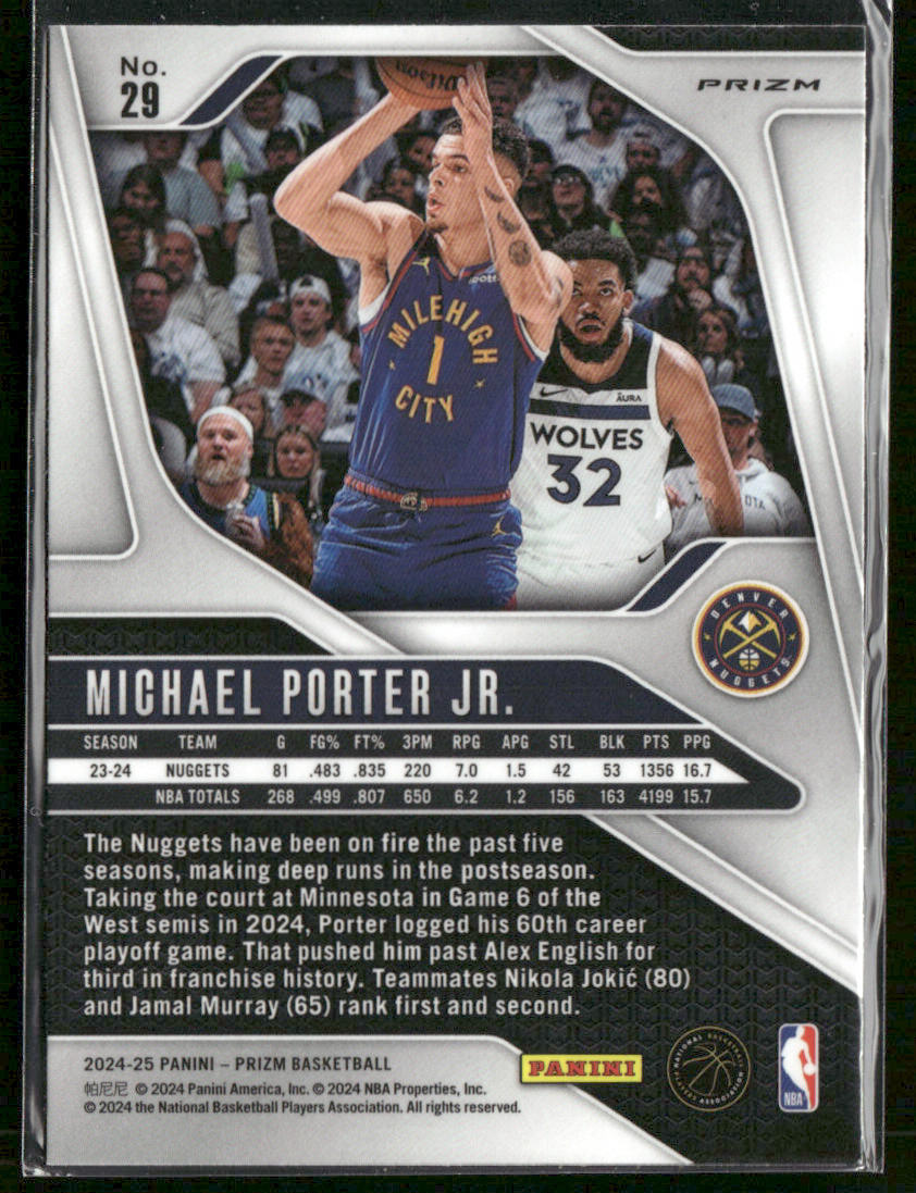 Michael Porter Jr. 2024-25 Panini Prizm Prizms Red White and Blue #29 Nuggets
