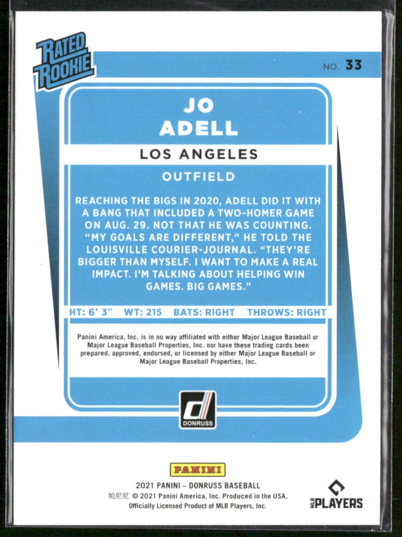 Jo Adell 2021 Donruss #33 RC Los Angeles Angels