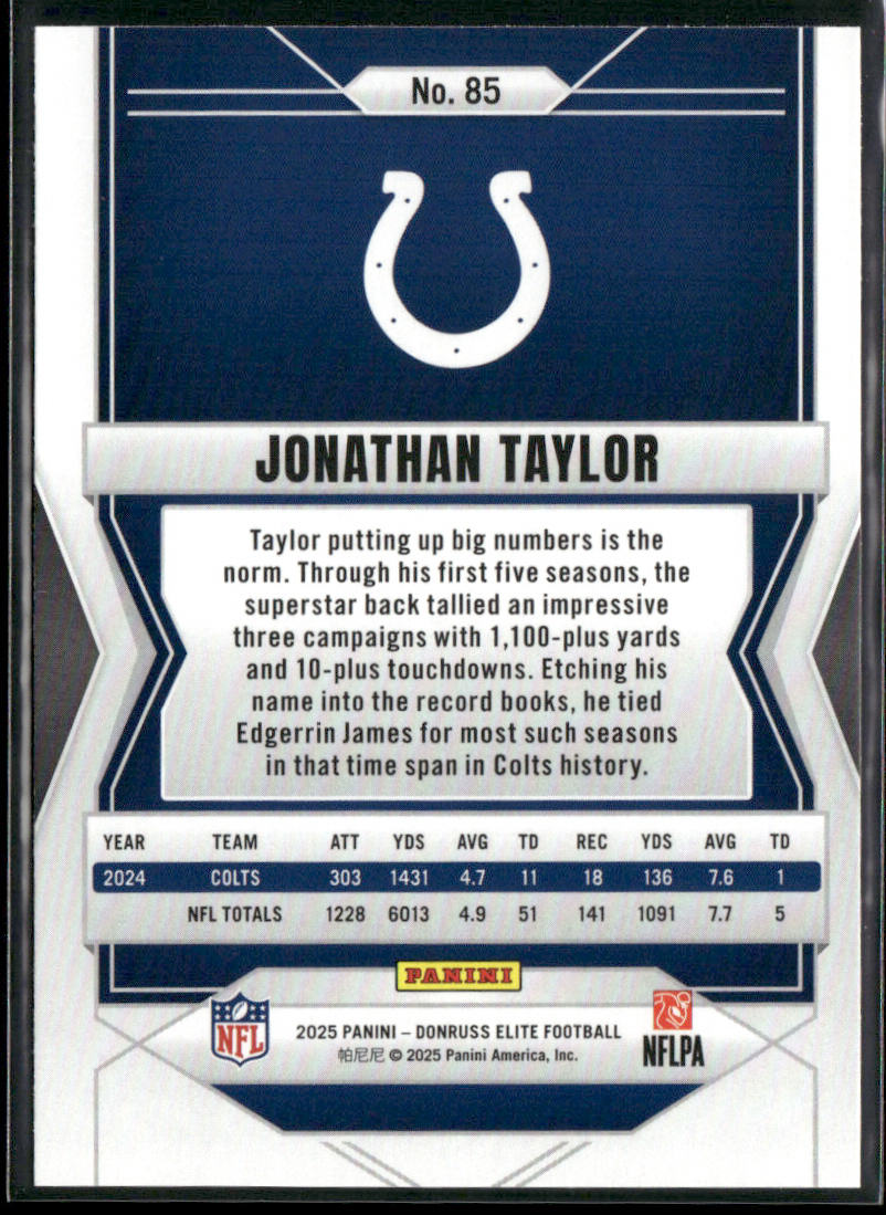 Jonathan Taylor 2025 Donruss Elite #85 Indianapolis Colts