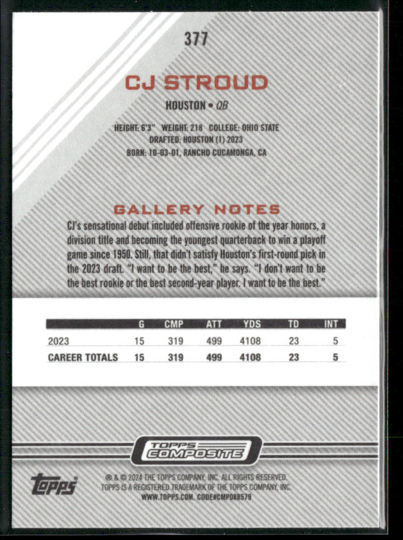 CJ Stroud 2023 Topps Composite #377 RC Houston Texans
