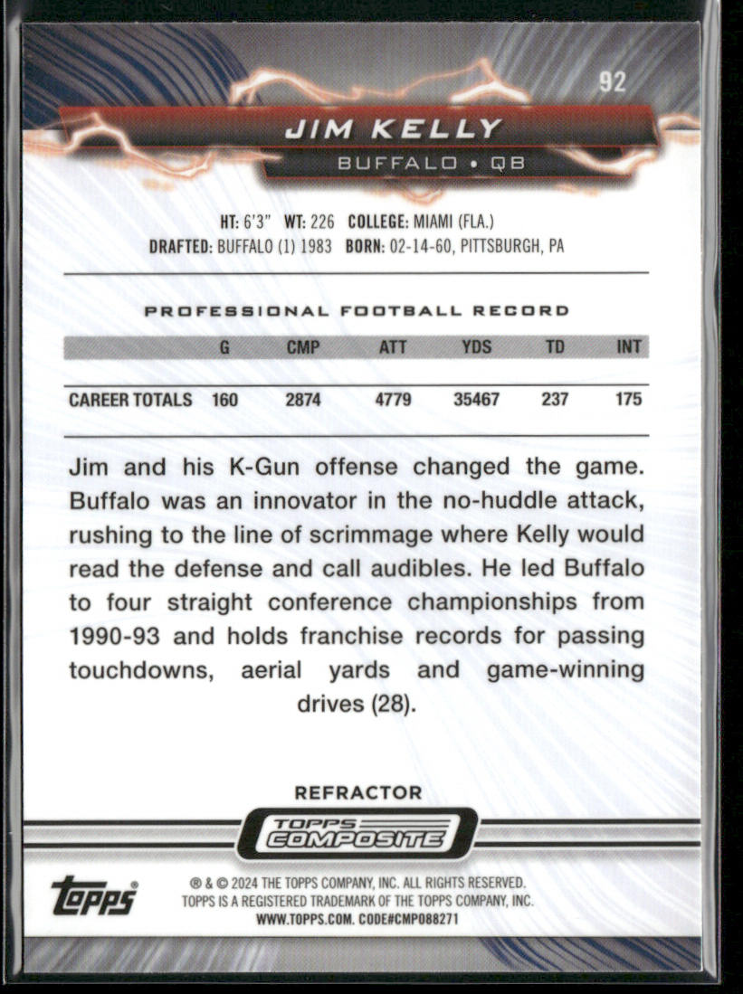 Jim Kelly 2023 Topps Composite Resurgence Refractor #92 Buffalo Bills