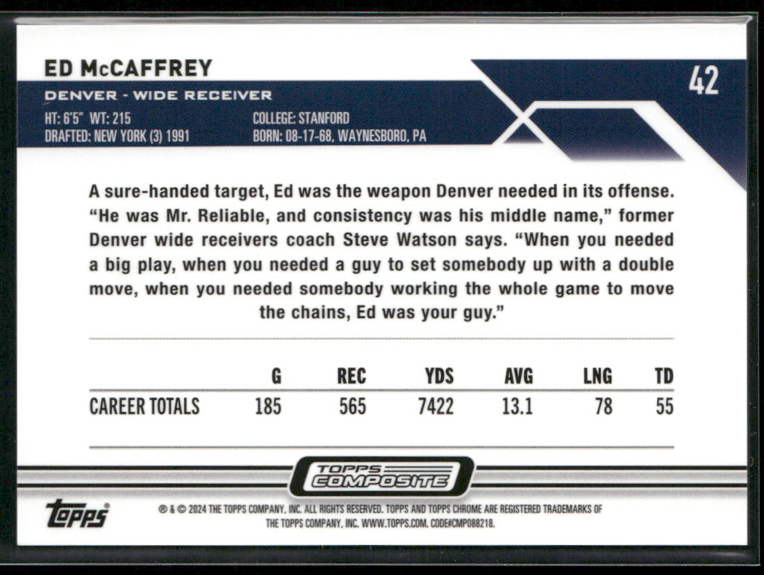 Ed McCaffrey 2023 Topps Composite Topps Chrome Purple Speckle Refractor #42