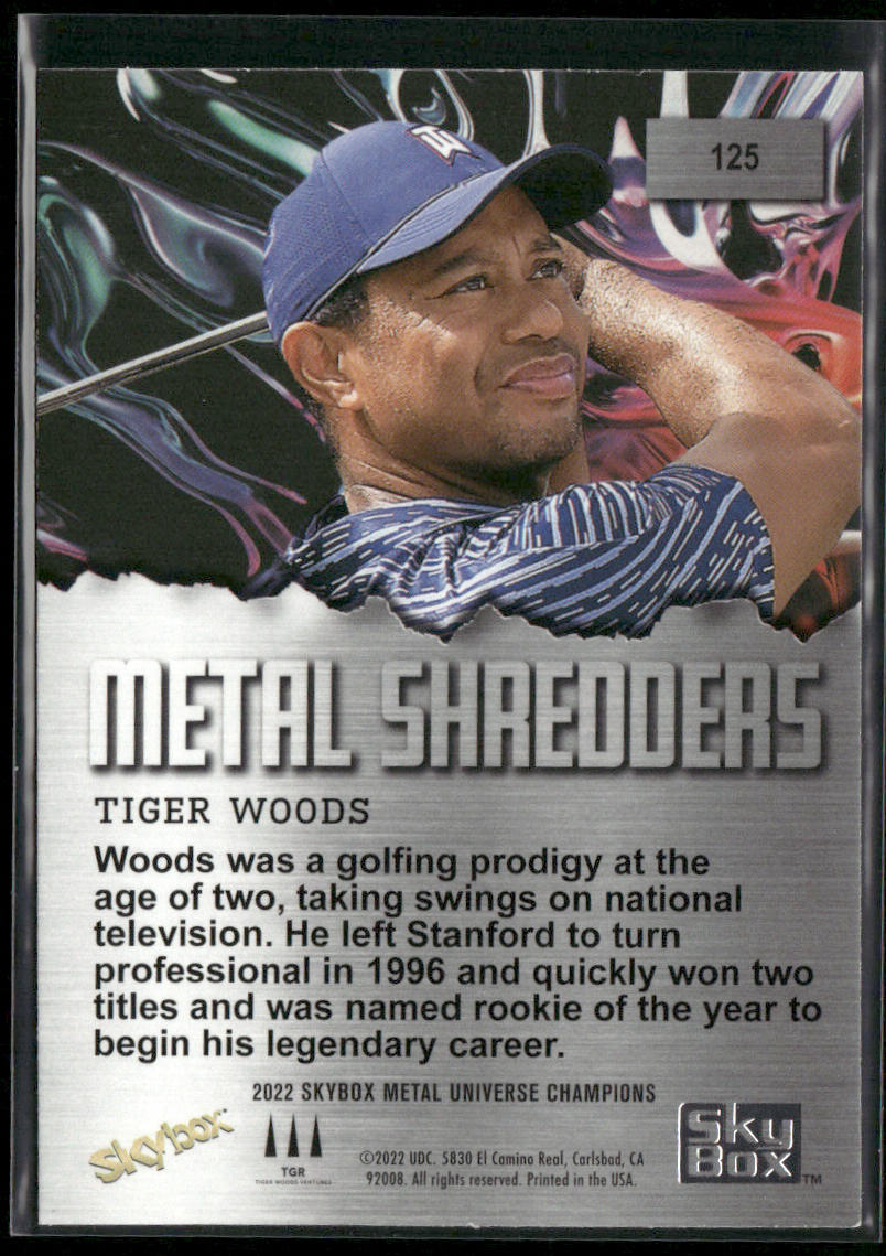 Tiger Woods 2022 SkyBox Metal Universe Champions Aqua #125
