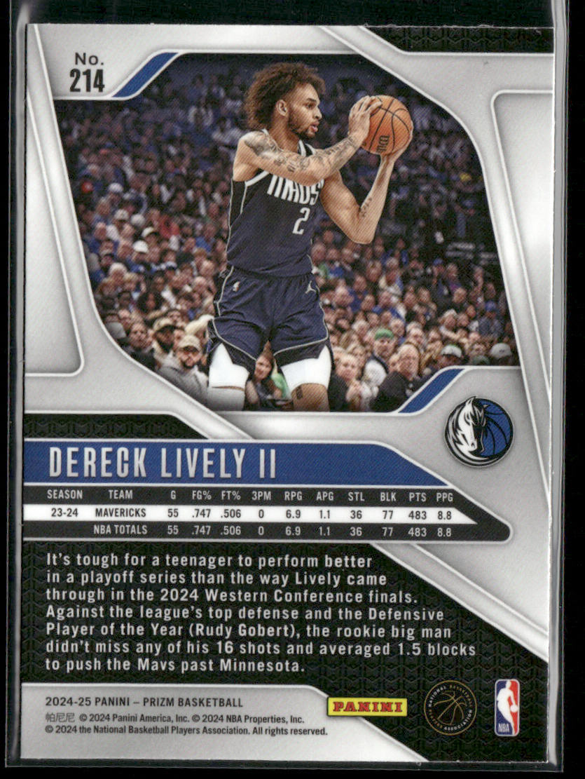 Dereck Lively II 2024-25 Panini Prizm #214 Dallas Mavericks