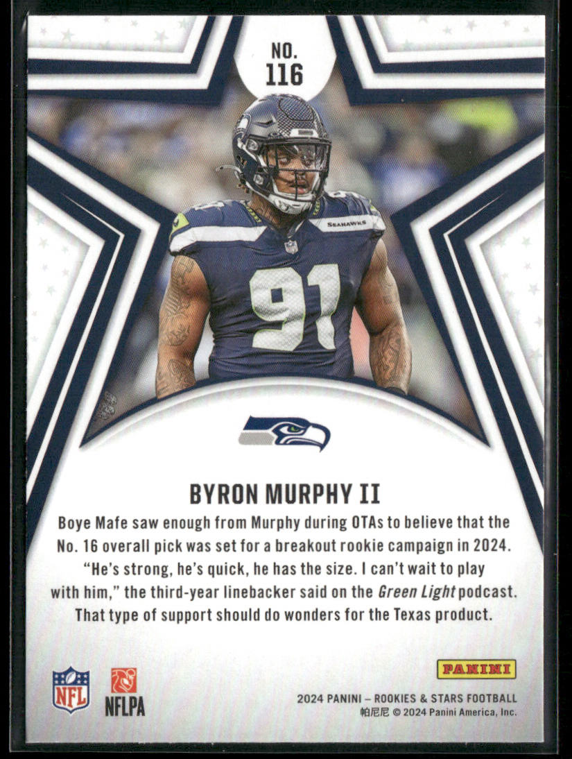 Byron Murphy II 2024 Panini Rookies & Stars #116 RC Seattle Seahawks