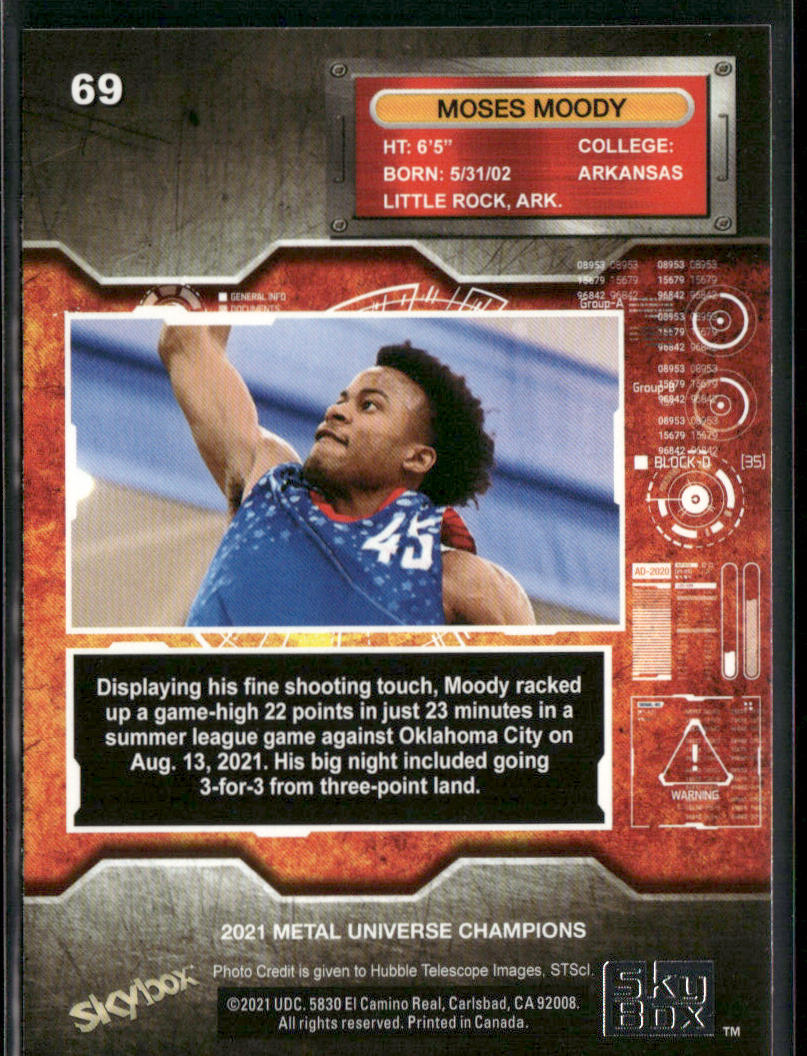 Moses Moody 2021 SkyBox Metal Universe Champions #69
