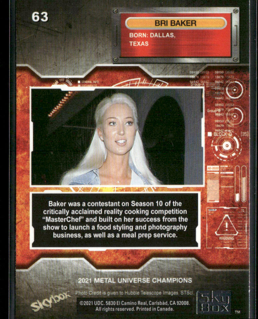 Bri Baker 2021 SkyBox Metal Universe Champions #63