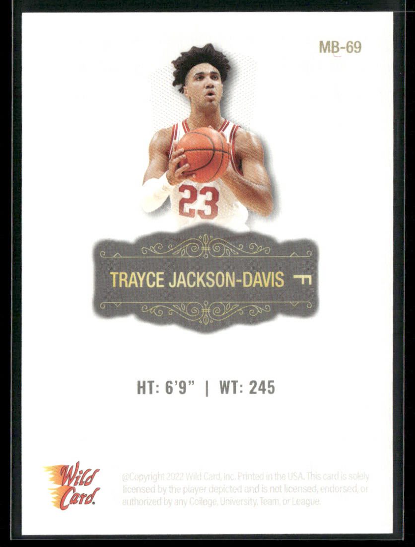 Trayce Jackson-Davis 2022 Wild Card Matte White #MB-69 Indiana Hoosiers