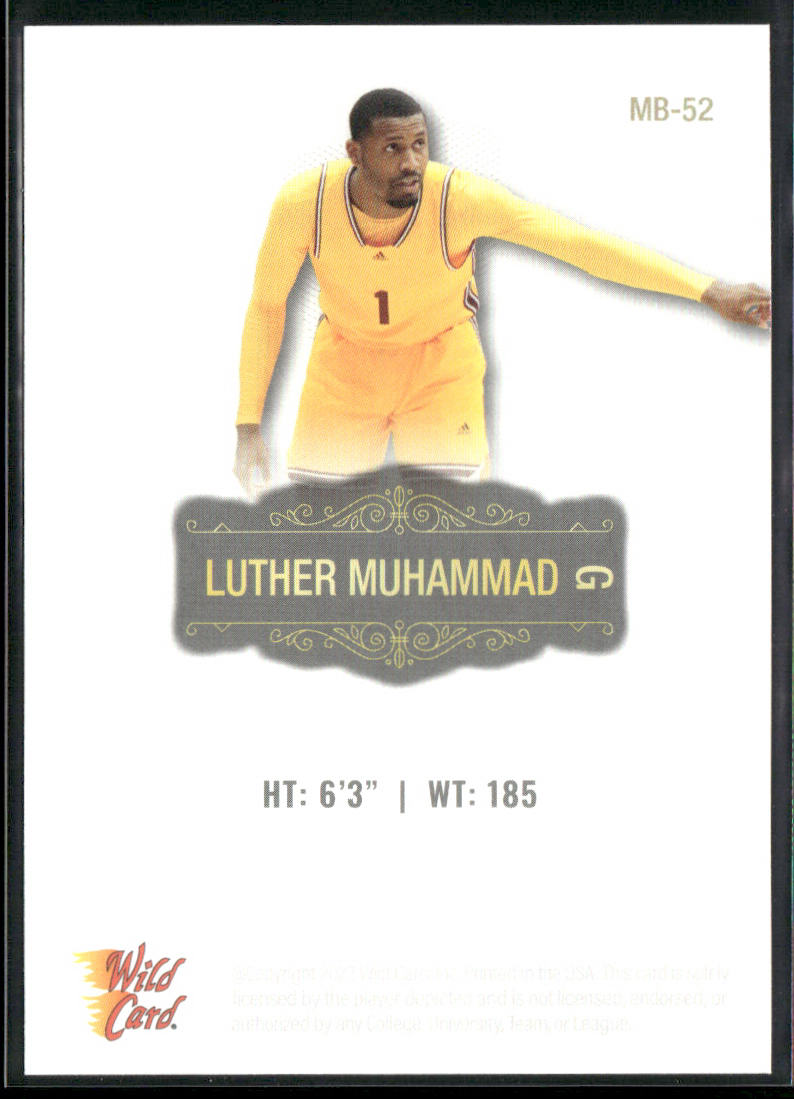 Luther Muhammad 2022 Wild Card Matte White #MB-52 Arizona State Sun Devils