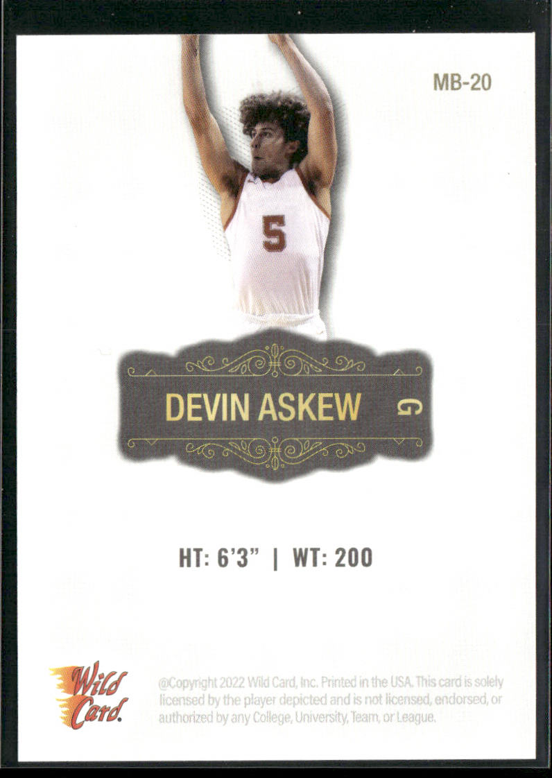 Devin Askew 2022 Wild Card Matte White #MB-20 Texas Longhorns