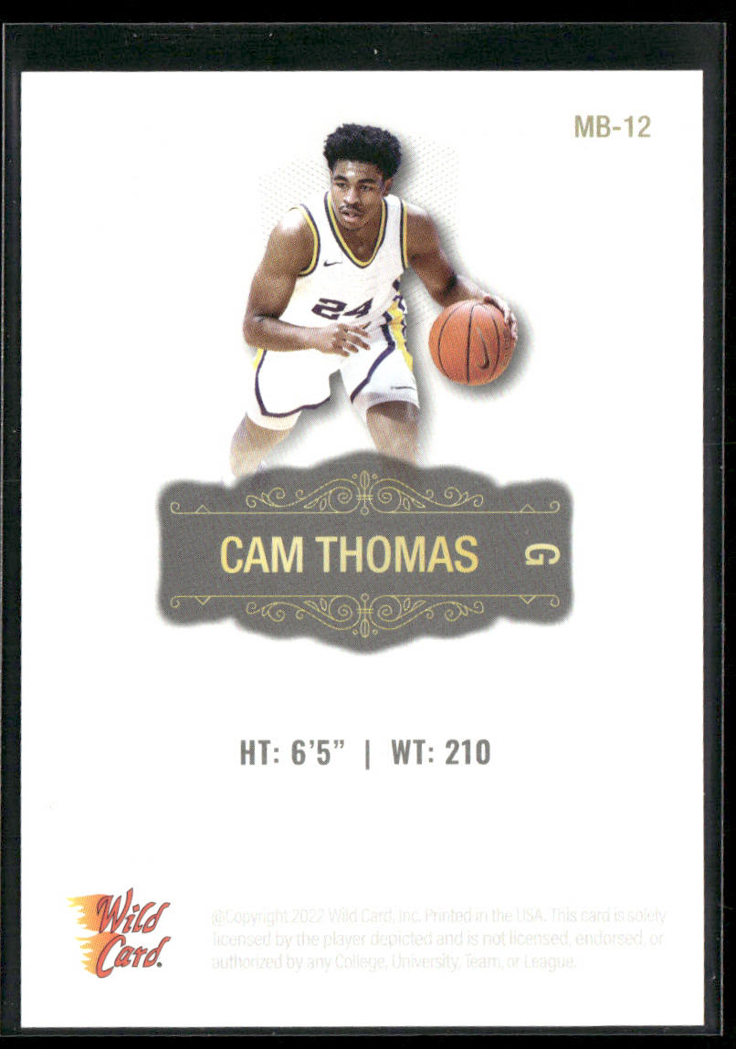 Cam Thomas 2022 Wild Card Matte White #MB-12 Brooklyn Nets