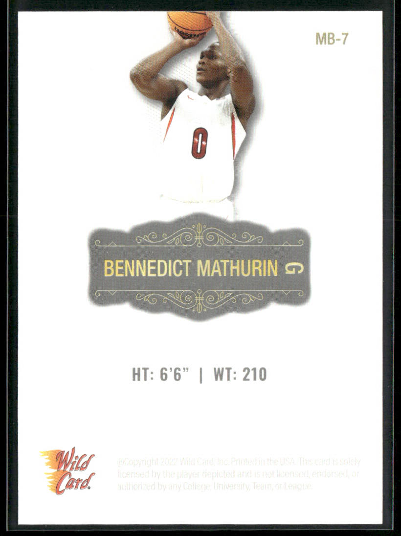 Bennedict Mathurin 2022 Wild Card Matte White #MB-7 Arizona Wildcats
